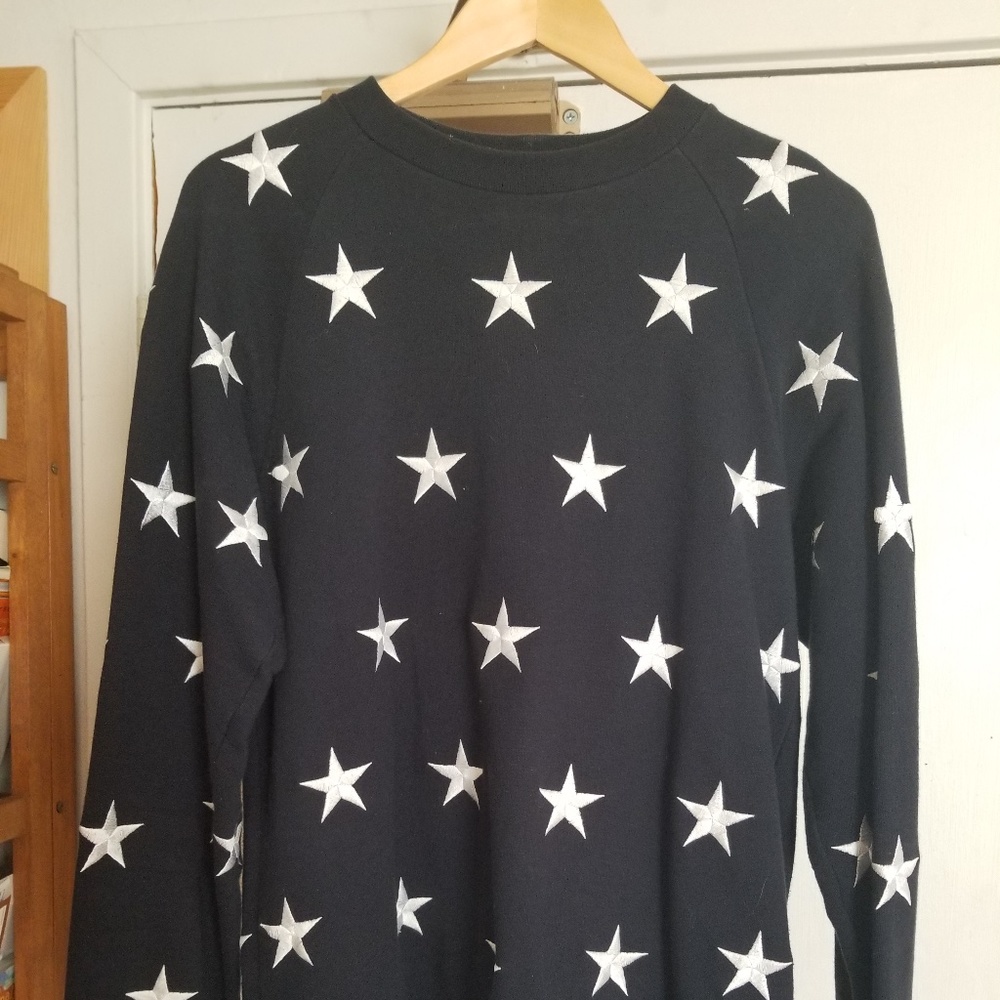 Sandro Denim Embroidered Star Sweatshirt
